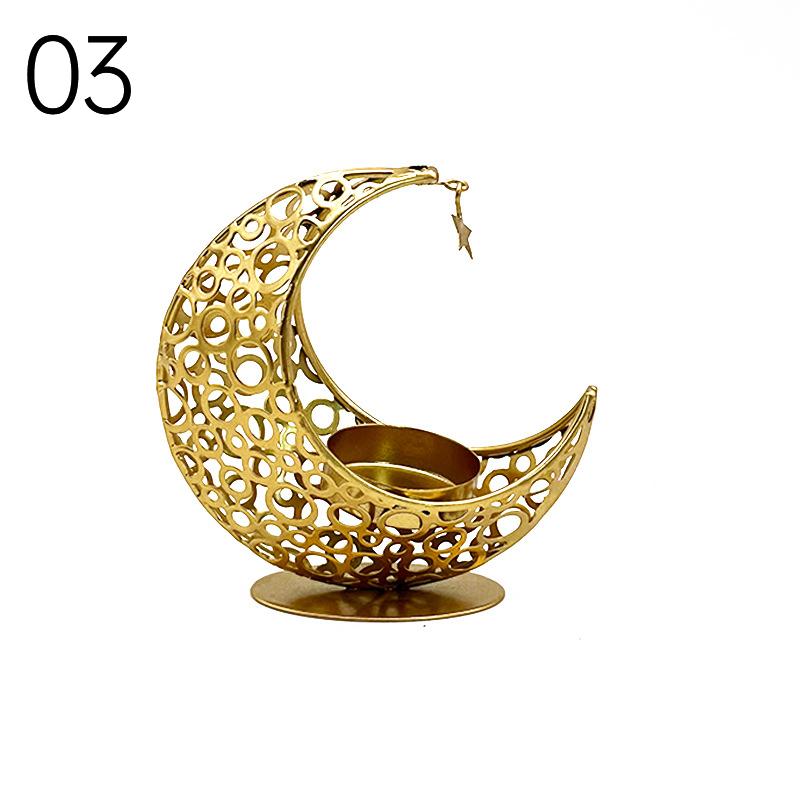 Metal Moon Candle Holder Eid Mubarak Candle Holder Home Islamic Muslim Party Decor Ramadan Candle Stand Eid Mubarak Table Decor