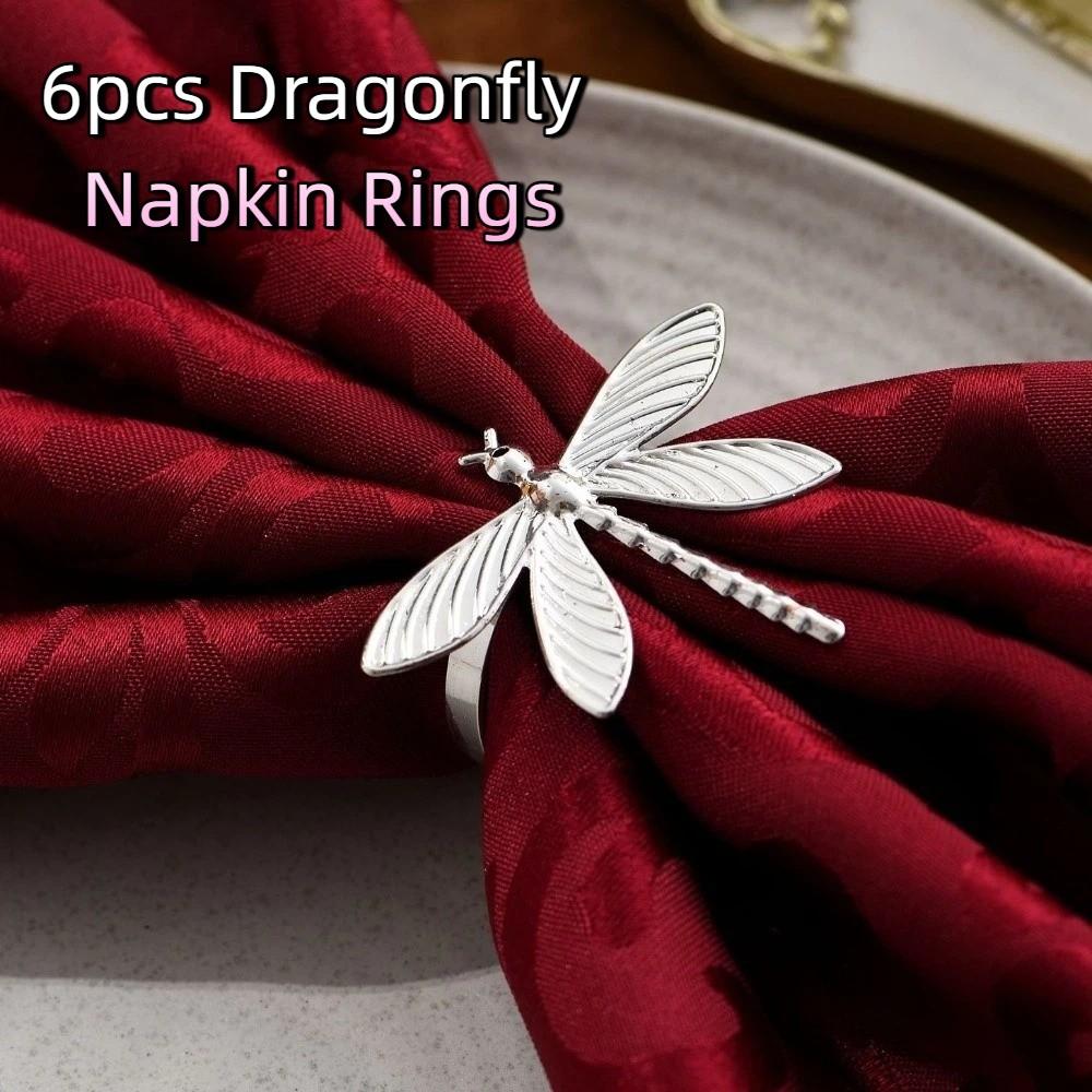 6 Pieces/set Elegant Dragonfly Napkin Rings Minimalist Insect Napkin Buckle  Party Decoration