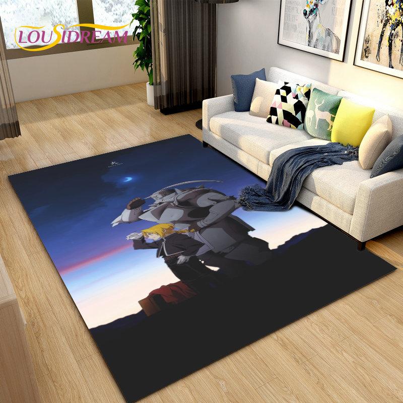 Fullmetal Alchemist Anime Cartoon Area Rug Large,Carpet Rug for Living Room Bedroom Sofa Doormat Decoration, Non-slip Floor Mat