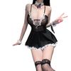 Seductive Plus Size Maid Lingerie Set: Sheer Lace Passion Suit with Women's Bag, Easy Removal