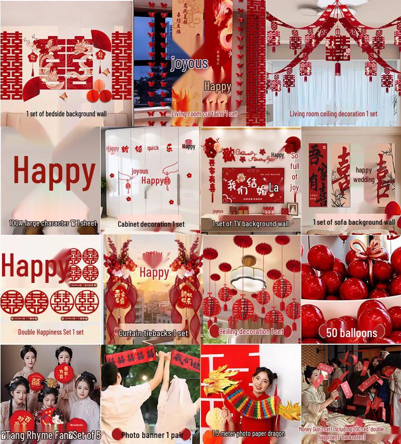 Complete Wedding Room Decoration Set: Bride & Groom's Bedroom Decor Essentials