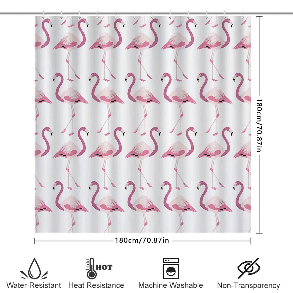 White Pink Peacock Pattern Shower Curtain For Bathroom Decor Waterproof Fabric With Hooks Included (Size: 180X200Cm)