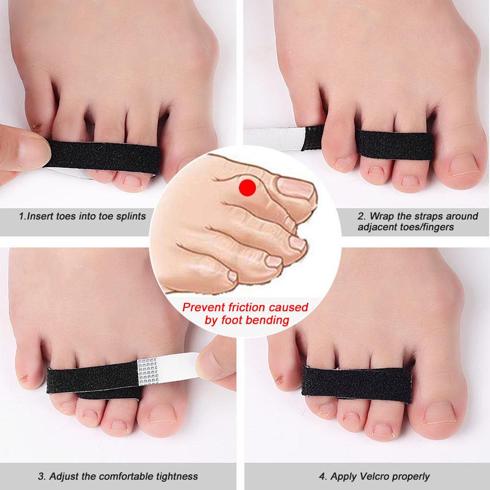 10Pcs Fabric Hammer Toe Corrector, Reusable Broken Toe Protectors Buddy Taped Wraps, Toe Splint for Broken Toe, Crooked Toes