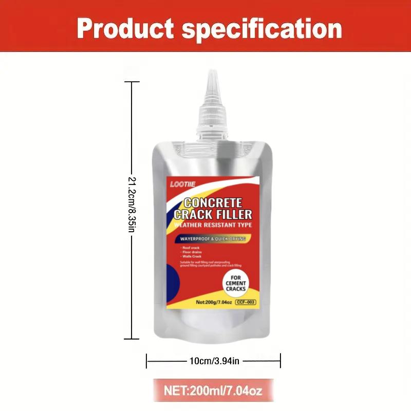 

200g Waterproof Crack Filler | Fast-Dry Self-Leveling Concrete Repair | For Walls/Roofs/Floors | Outdoor Tile Sealant | Anti-Agi
