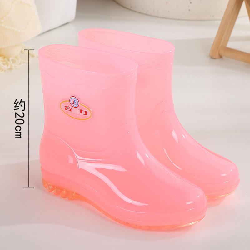 Fashion Rain Shoes Women's Non-slip Rain Boots Adult Water Boots Medium Tube Transparent Water Shoes Women's Warm Velvet Rubber Shoes Overshoes Winter
