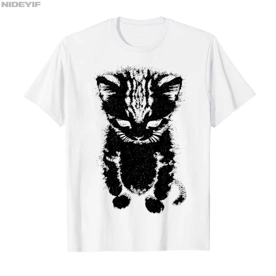 2026El Gato Sad Kitten Funny Meme Sad Crying Munchkin Cat Trendy T-shirt for Unisex Women Cotton T Shirts Short Sleeve Tops