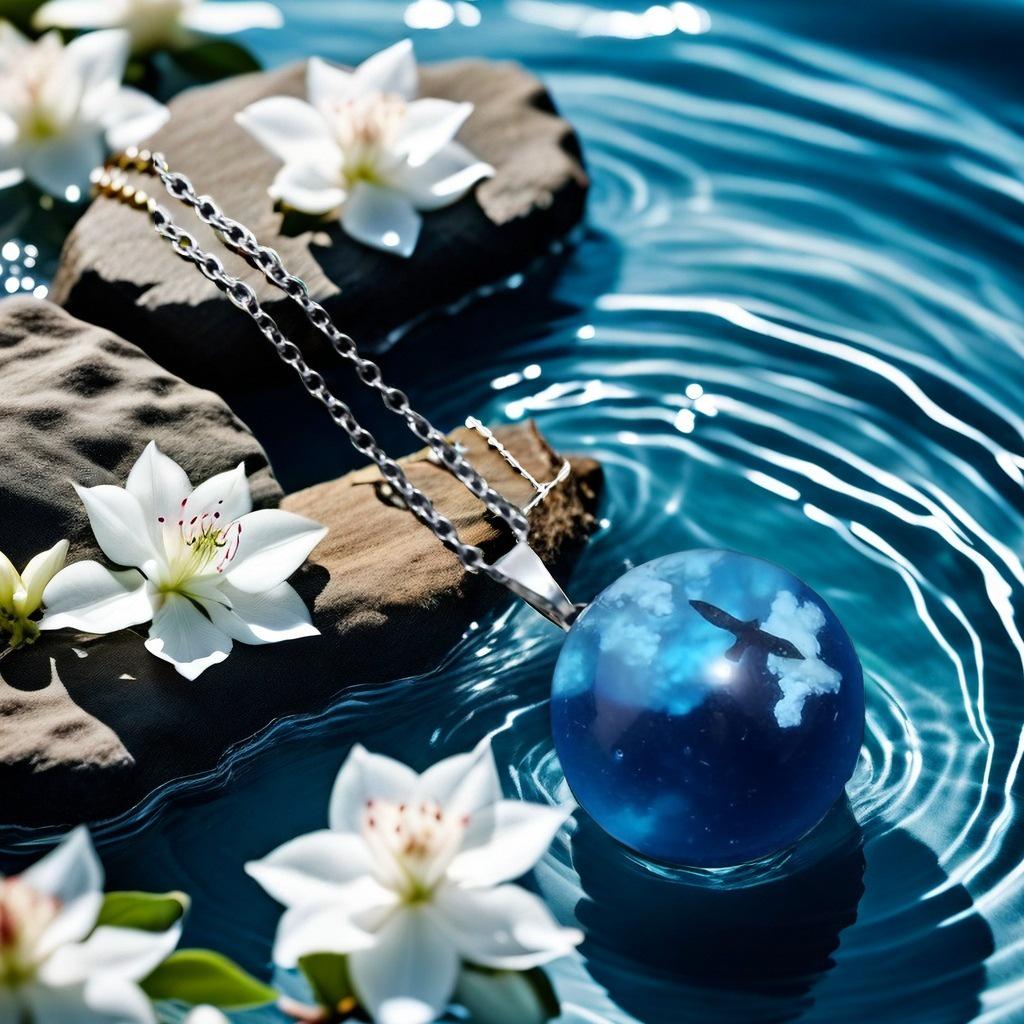 Přívěsek náhrdelník Modrá obloha & Bílý mrak Les