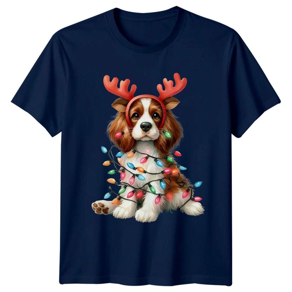 Christmas Cavalier King Charles Dog Reindeer Antlers Lights Unisex Unisex Graphic