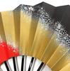 Asakusa Kimono Market Dance Fan, Black/Gold/Red with Silver Sand Pattern, Black Lacquer, 9.5 Inches [Made In Japan], Kyoto Fan, Practice, Stage