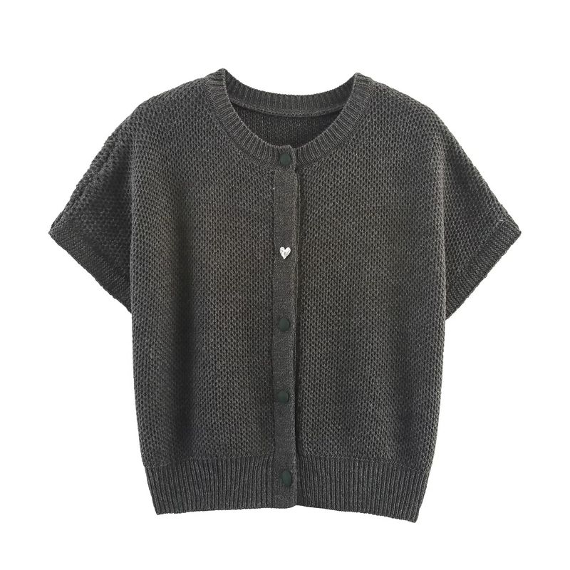 Zbzr Spring New Women clothes Western Style Fashion Simple round Neck Fishing Net Needle Waistcoat Sweater vest Cardigan