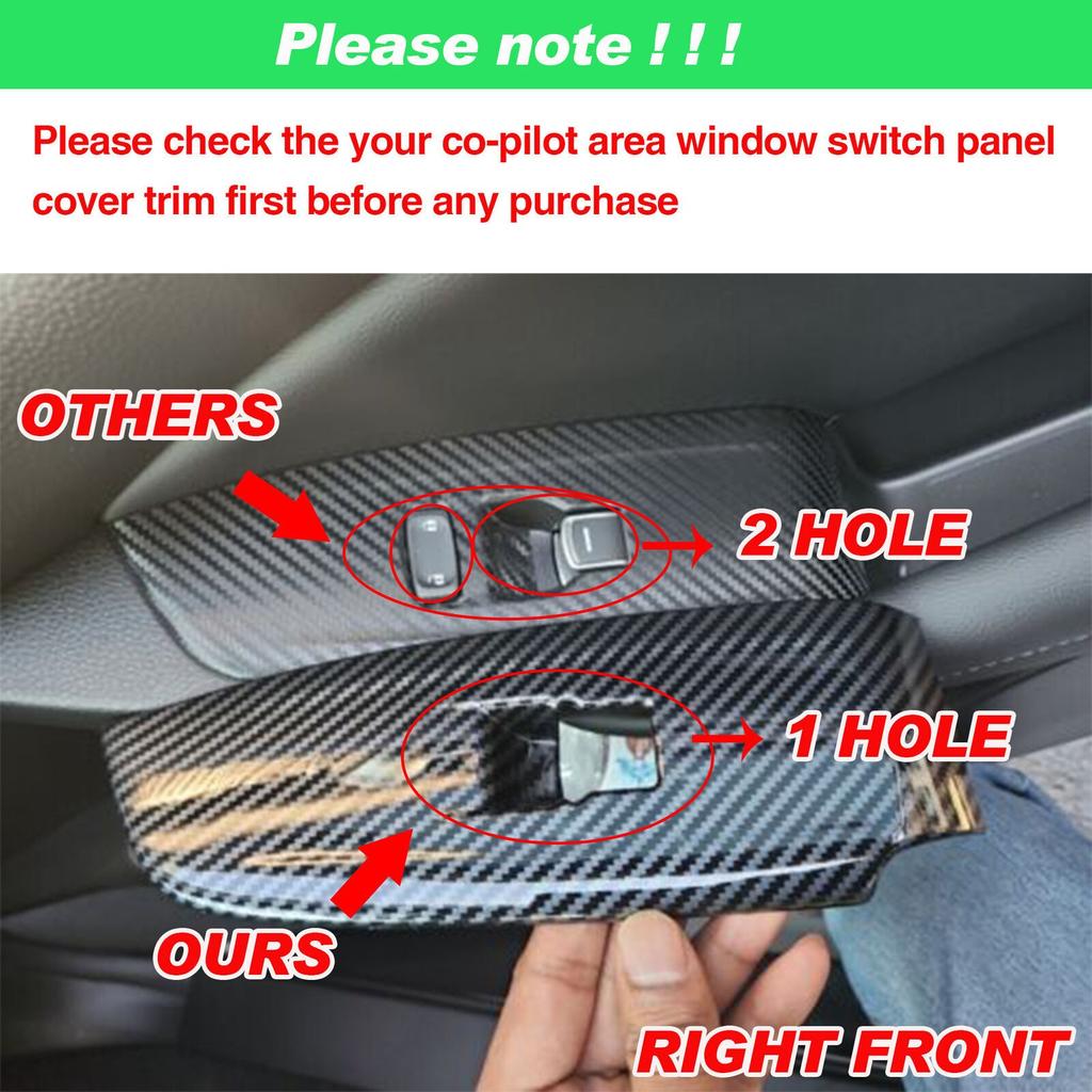 ABS Carbon Fiber Interior Window Switch Panel Cover For Honda Accord 2018-