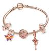 European Heart-shaped Pendant Charm Bracelet Fit Women's Jewellery Snake Chain Rose Gold Metal Fashion Fine Bracelets