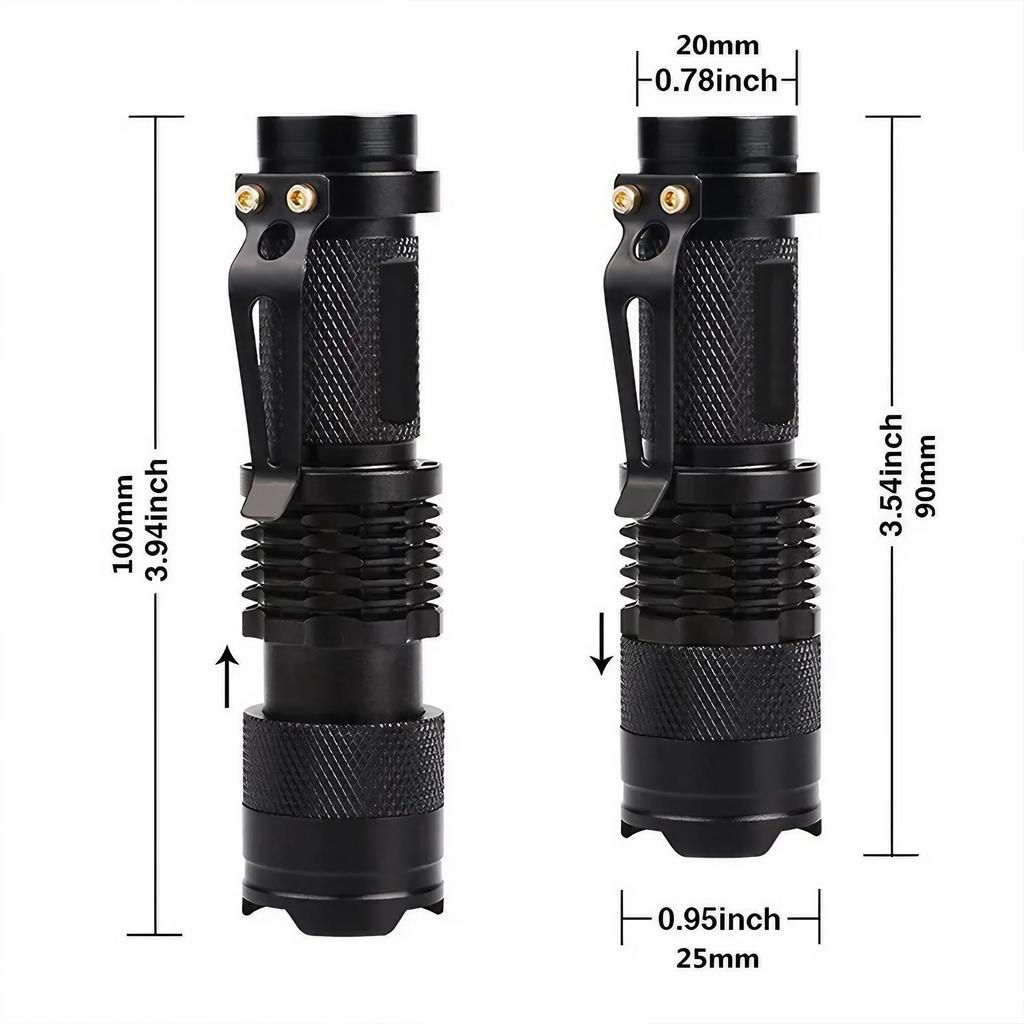 UV LED Flashlight 395nm 365nm 3 Modes Zoomable Blacklight Pet Urine Scorpion Detection Portable Light