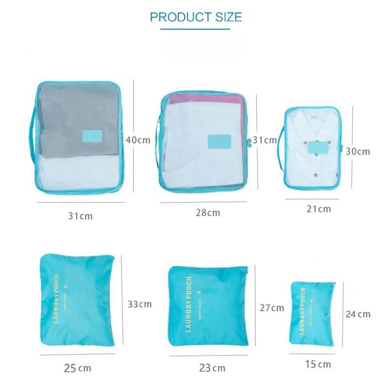 Travel Waterproof Nylon Zipper Mesh Storage Bag Set For Clothes Pouch Luggage Organizer Container