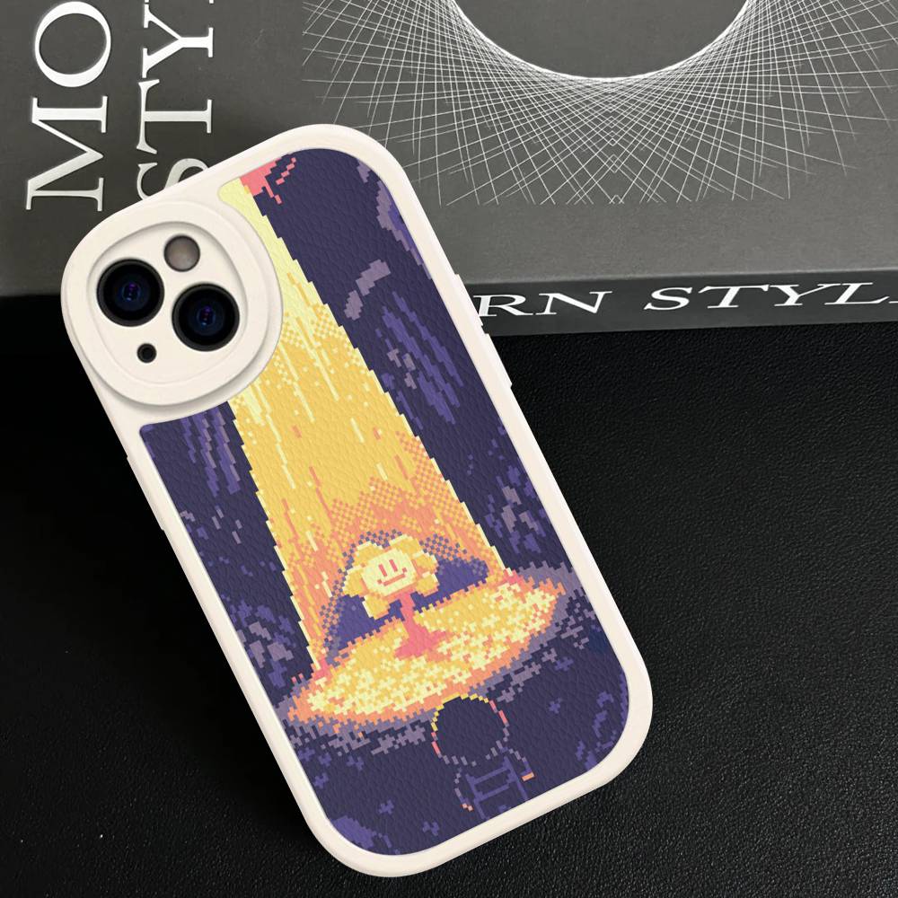 D-Deltarune Ralsei Leather Phone Case For iPhone 16 16e 15 14 13 12 11 Pro Max Plus Mini Cover