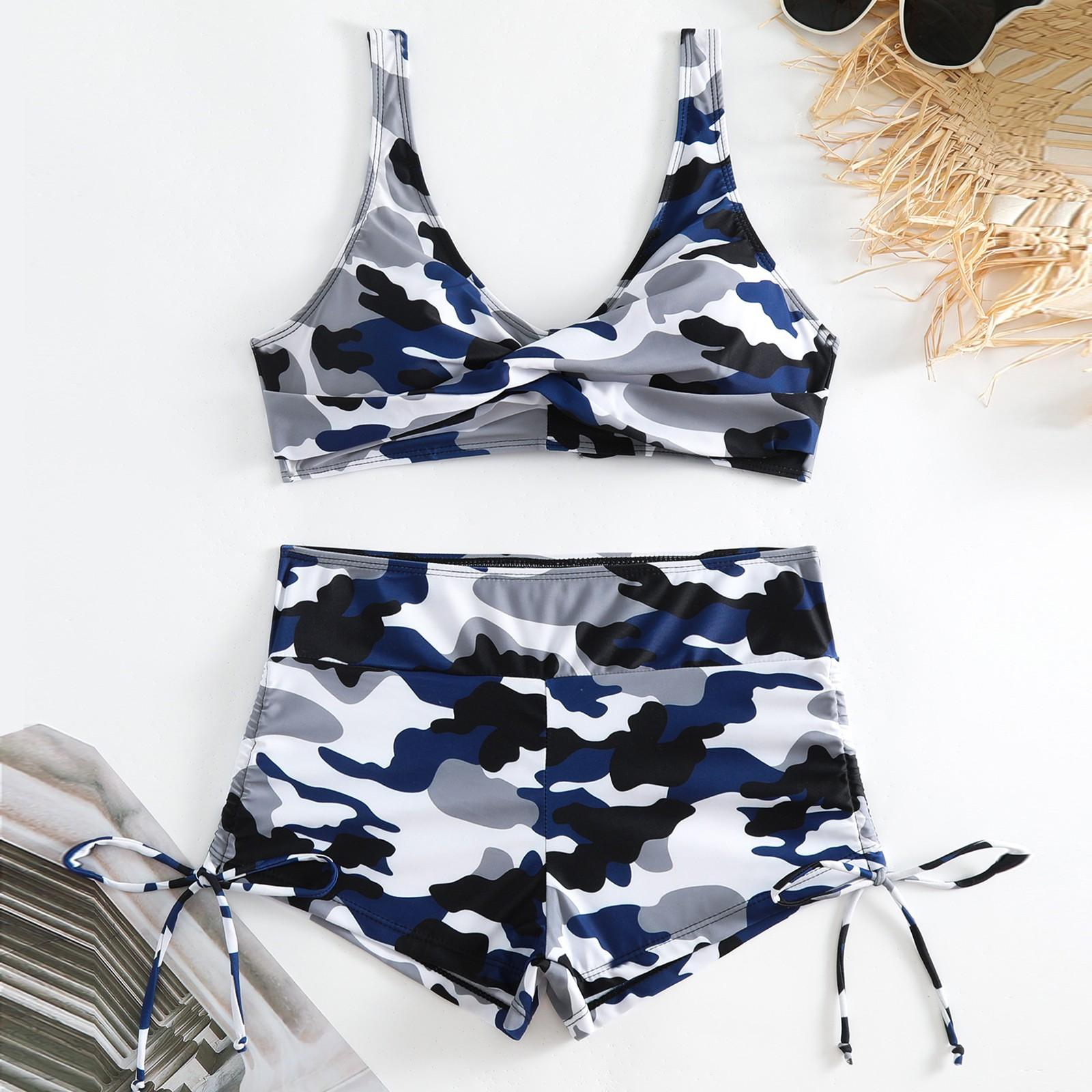 

Женский раздельный модный сексуальный купальник-бикини с принтом и подкладкой для груди без стальных скобок XXXL белый