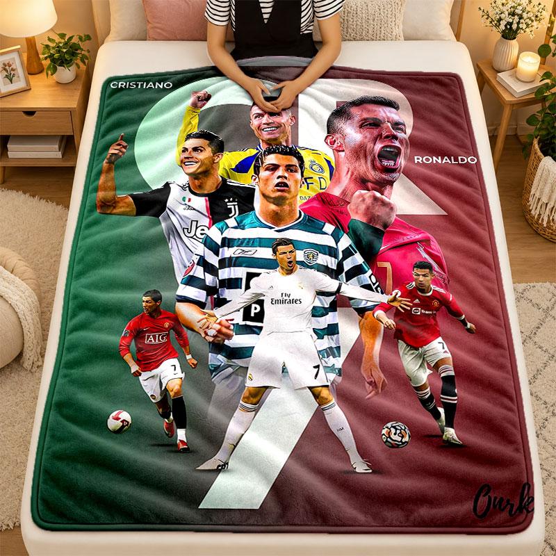 Flannel BlanketCristiano Ronaldo Warm Soft Throw Blanket for Indoor Sofa Bed Living Room Use
