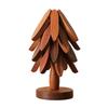 Tree Shape Heat Trivet Bamboo Placemats Foldable Kitchen Mat Non-Slip Tabletop Protector for Hot Pots Cups