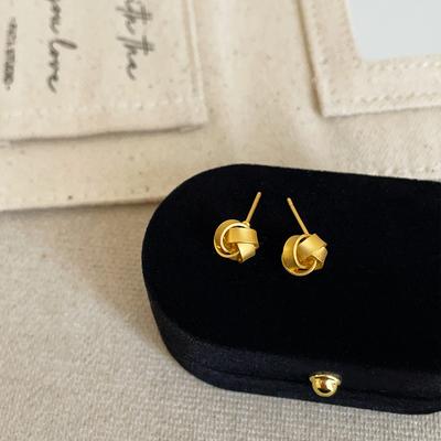 Orecchini Nodo Concentrico Mini Kink Oro da Donna Semplici con Senso del Design Personalità Moda Temperamento Versatili
