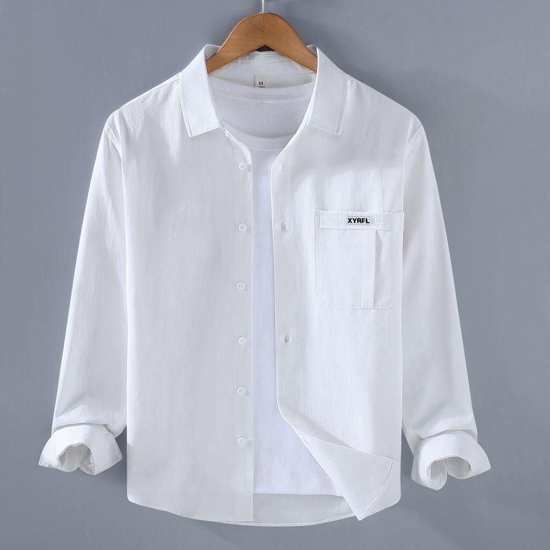 Elegant Fashion Harajuku Slim Fit Blusa Square Neck Solid Button Pockets Long Sleeve Outerwear Casual All Match Ropa Hombre