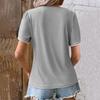 Summer Ladies Round Neck Pleated Irregular Cuffs Casual Tops Short Sleeve