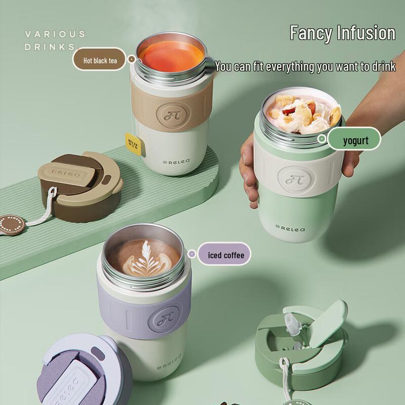 Tragbarer isolierter Kaffee-Reisebecher mit Strohhalm