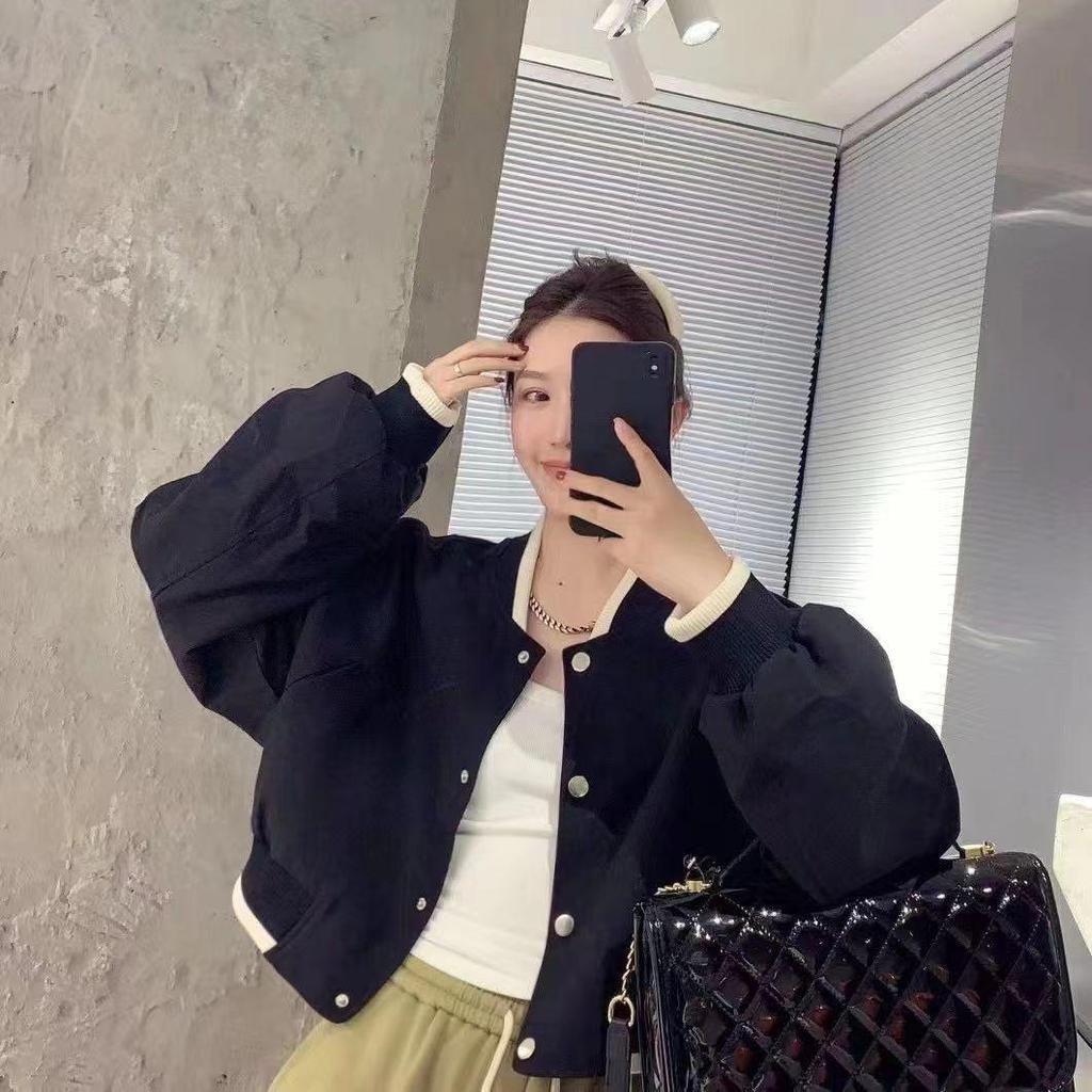 Women's Pink Loose Casual Baseball Jacket - Spring 2025 Korean Style Top, Spandex