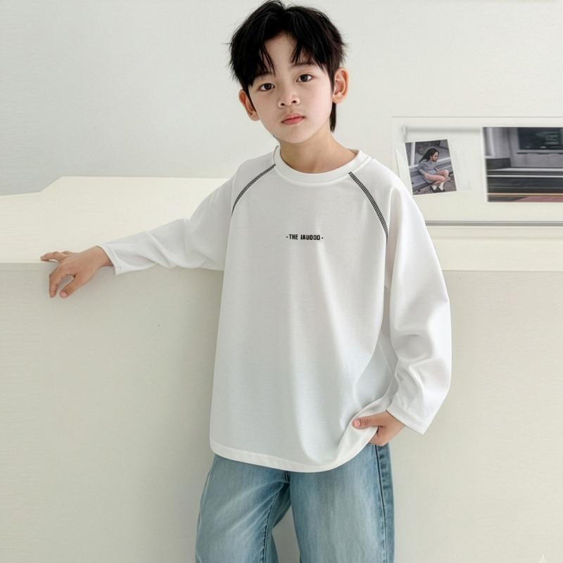Boys Long Sleeve T Shirt White Casual Kids Top