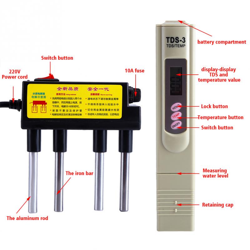 Portable Electrolyzer Quick Water Quality Testing Electrolysis Iron Bars Tester Portable Electrolyzer Quick Water Quality Testing Electrolysis Iron Bars Tester