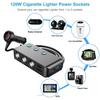 QC3.0 Auto Socket Lighter Splitter,12V/24V 3-Socket 120W DC Power Car Adapter with LED Voltmeter Main Switch,8.5A 4USB Fast Outlets,Independent ON/Off