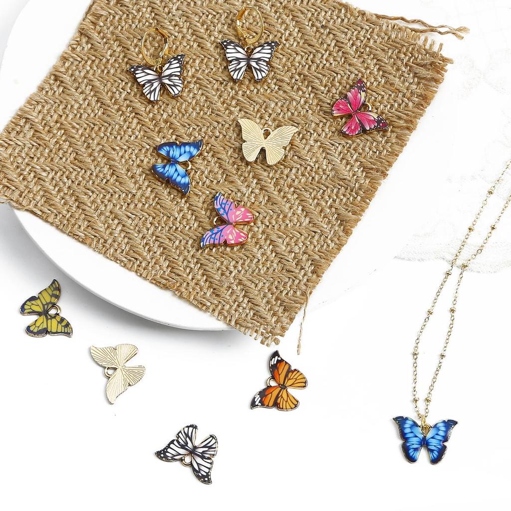 4Pcs 15*21mm Multiple Colors Butterfly Droping Oil Alloy Metal Accessories For Jewelry Component Making DIY Necklace Bracelet Earring