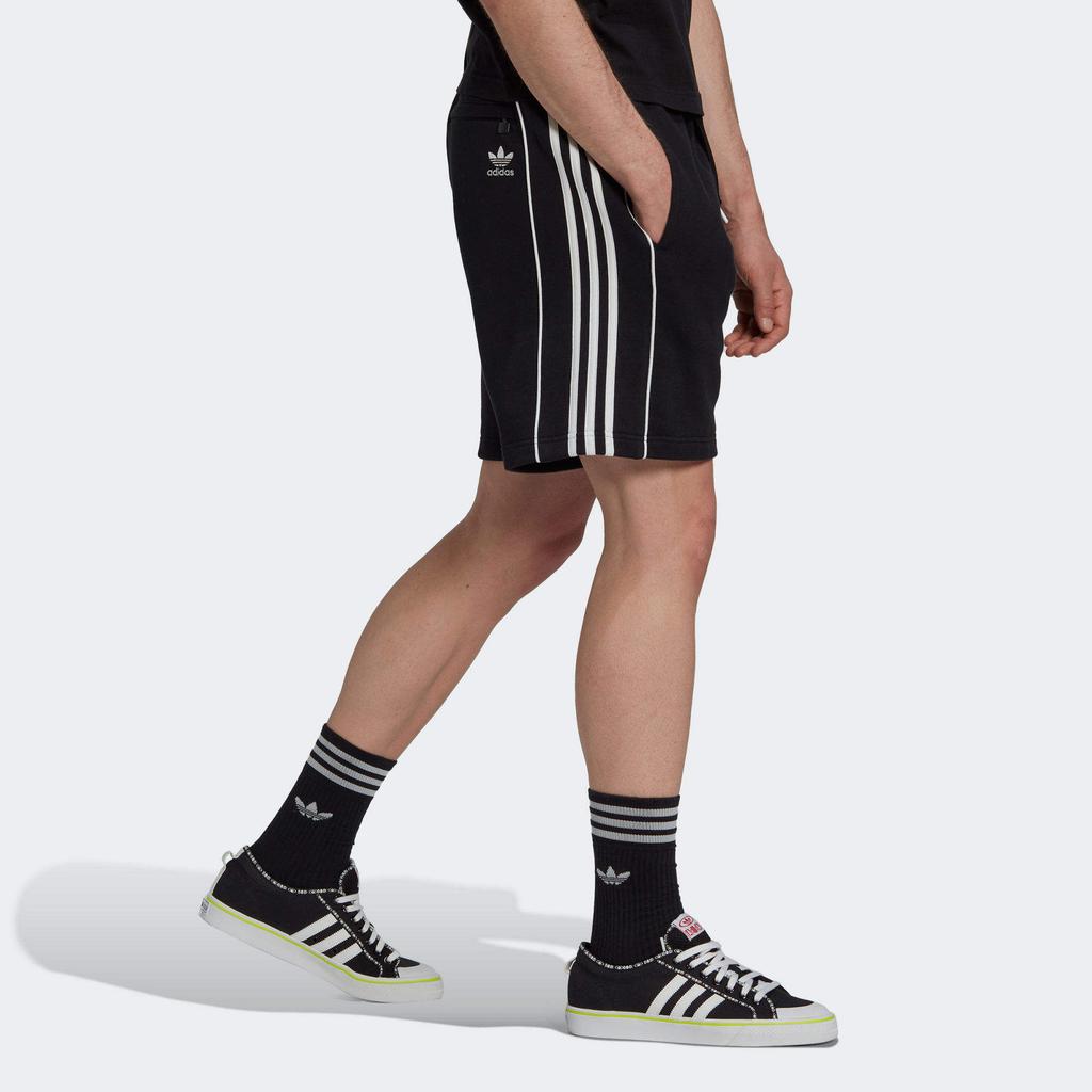 Adidas Originals Rekive Letter Logo Embroidered Striped Color Block Drawstring Sports Shorts Men Shorts Black HK7307