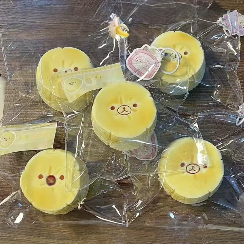 1Pcs Sesame Paste / Beetroot / Egg / Jelly Dumpling Bear Food Grade Silicone Stress Reliever Handcrafted Taba Squishy Toy