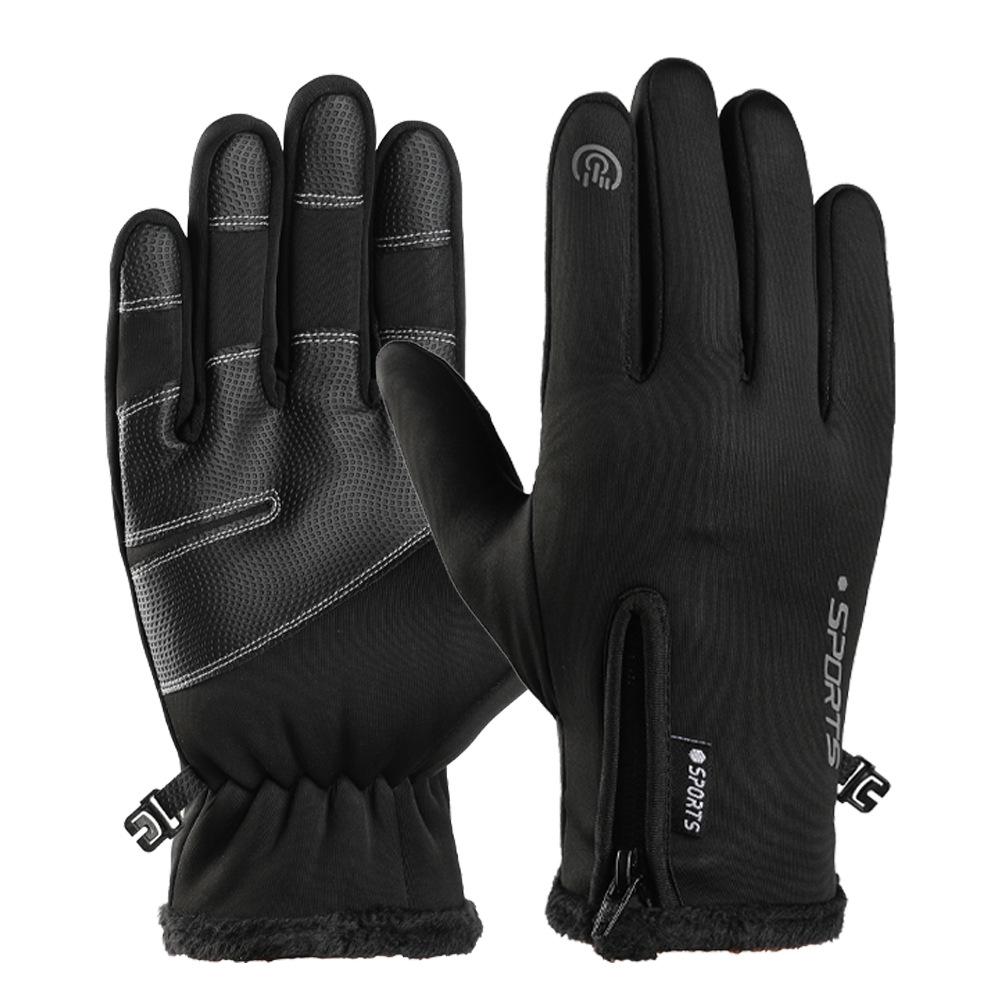 Outdoor Cycling Gloves for Spring and Autumn Men and Women Warm Plus Velvet Waterproof All-finger Fitness Cycling Touch Screen Gloves for Winter