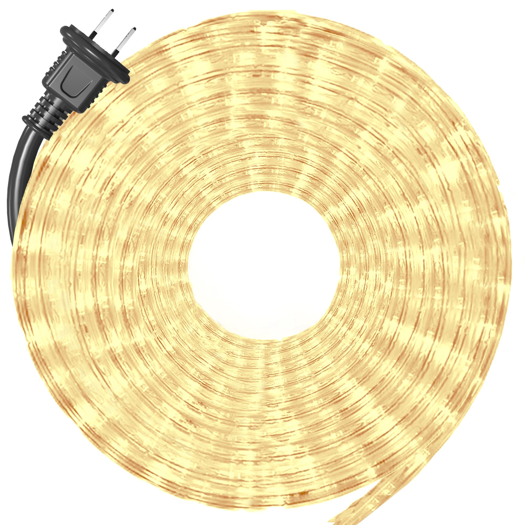 

AKIRARI LED Rope Light, 2-core, 300 bulbs, 10m long, 10mm diameter, connectable, waterproof, with power supply, rainproof, for indoor and outdoor