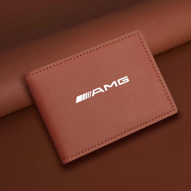 Ultra-Thin Car Driver License Bag ID Card Leather Cover For Mercedes Benz AMG GLE GLS CLA CLE GLC CLS GLA W223 Tire Valve Cap
