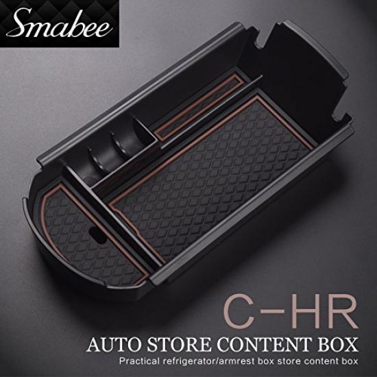 Center console tray for Toyota Center armrest storage box Tray Blue Original rubber mat included C-HR [Brown]