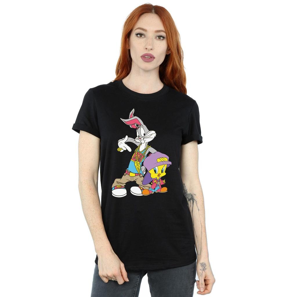 Looney Tunes Womens/Ladies Bugs And Tweety Hip Hop Cotton Boyfriend T-Shirt