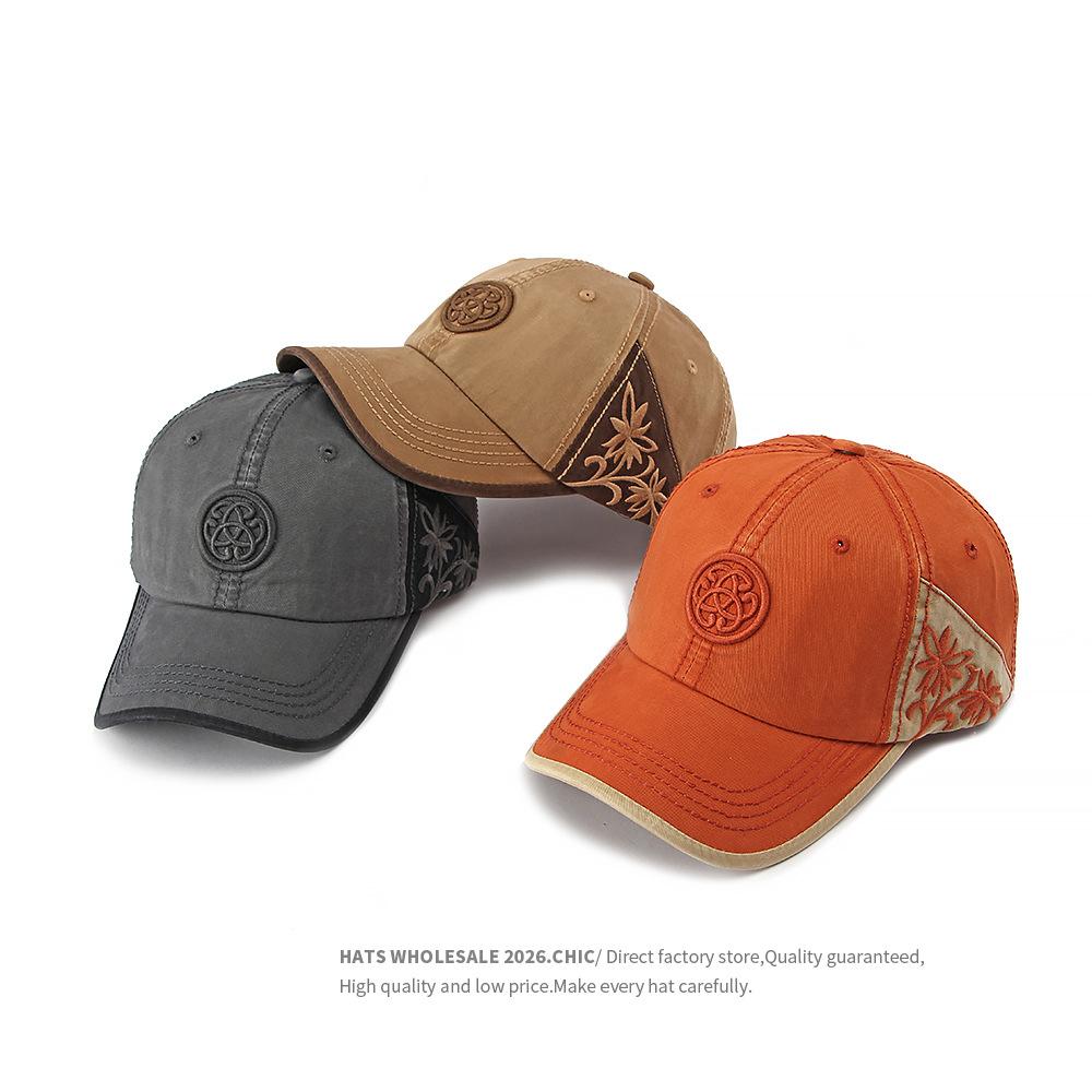Stitching Embroidered Baseball Cap Men Women Vintage Totem Cap Outdoor Sunshade Cotton Cap