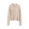 Autumn/Winter Women's Pure Wool Polo Collar Knit Cardigan