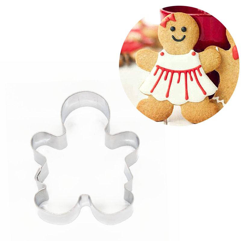 2Pcs Gingerbread Cookie Cutter Stainless Steel Biscuit Cutter Mold Christmas Cake Fondant Pastry Mould Xmas Kitchen Baking Tools