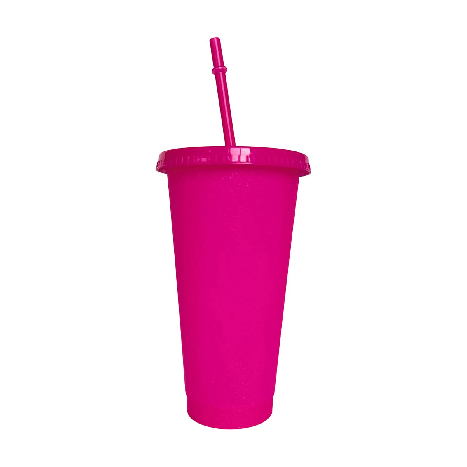 Large Capacity 710ml Plastic Straw Cup Colorful Glitter Cup PP Material Single Layer Milk Tea Cold Drink Cup