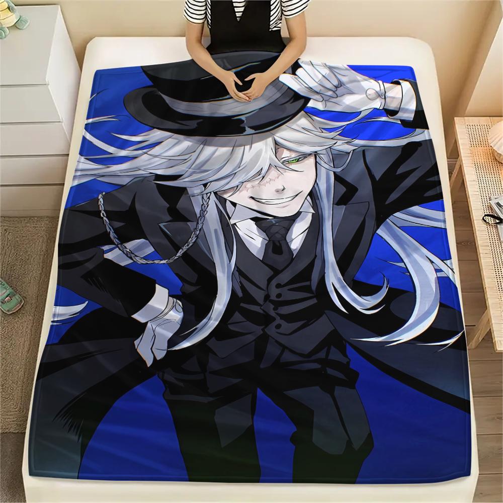 1PC Black Butler Print Flannel Blanket, High quality All Seasons, Home Decor, Warmth and Comfort, Perfect for Christmas Gifts