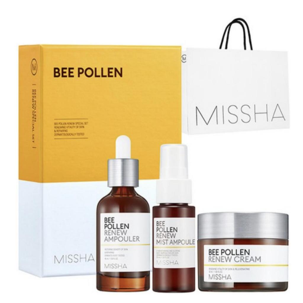 MISSHA Bee Pollen Renew Ampoule 40ml + Cream 50ml + Mist Ampoule 30ml, 1set