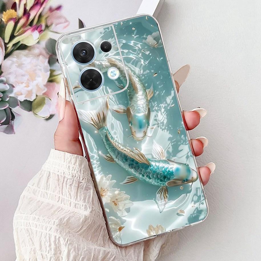 For OPPO Reno 8 Case CPH2359 Cover Cute Cartoon Cat Carp Lion Soft Silicone Shockproof Bumper For OPPO Reno8 Pro 5G CPH2357 Capa
