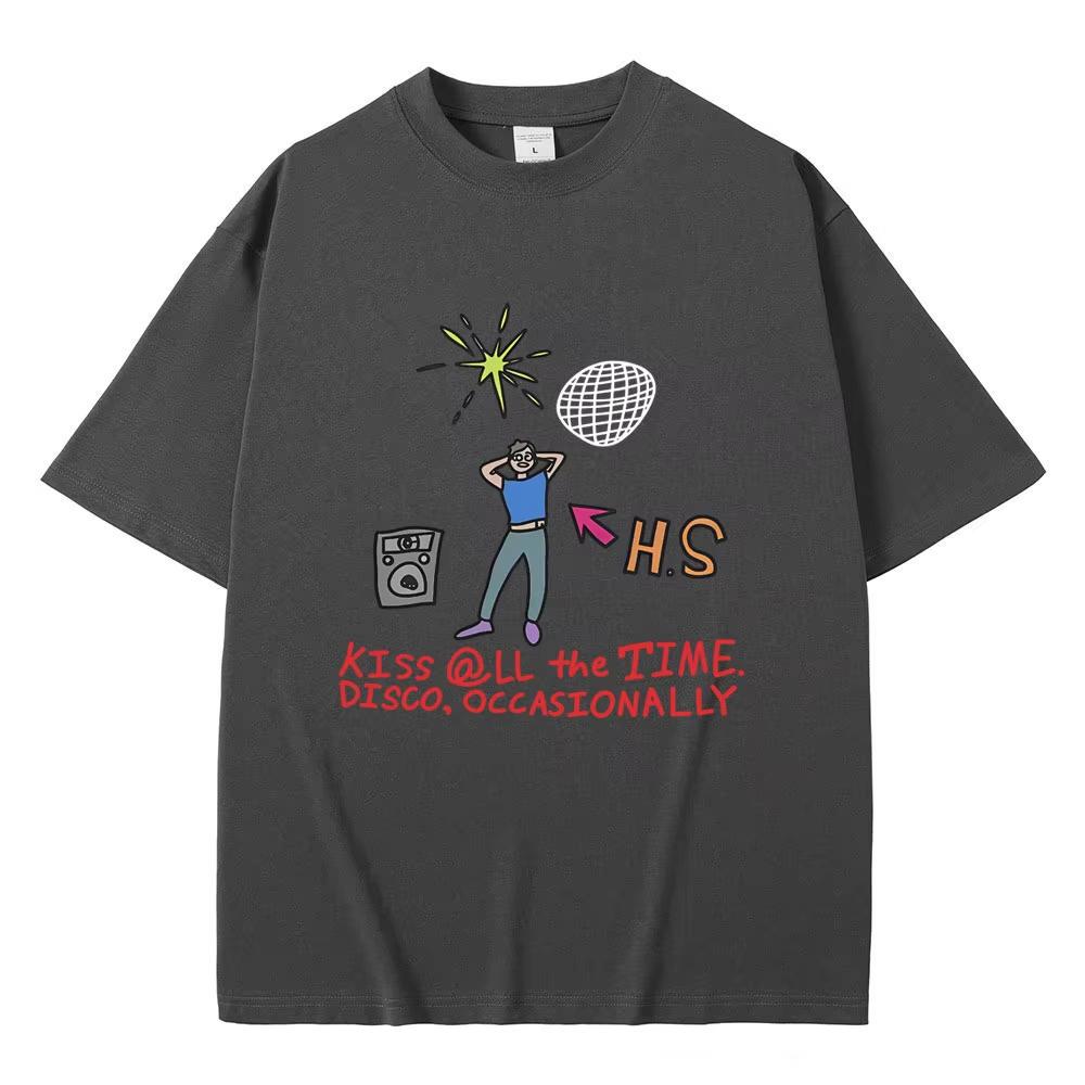 Kiss All The Time Disco Occasionally Album Funny Graphic Tshirt Unisex Women Hip Hop Fashion Casual T Shirt Cartoon Y2k Clothes