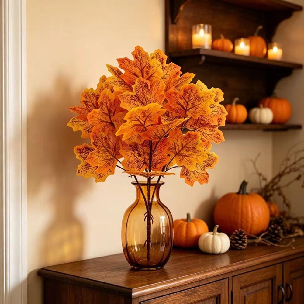 2PCS Fabric Artificial Maple Leaf Fallen Style Maple Leaf Bouquet for Wedding Decor