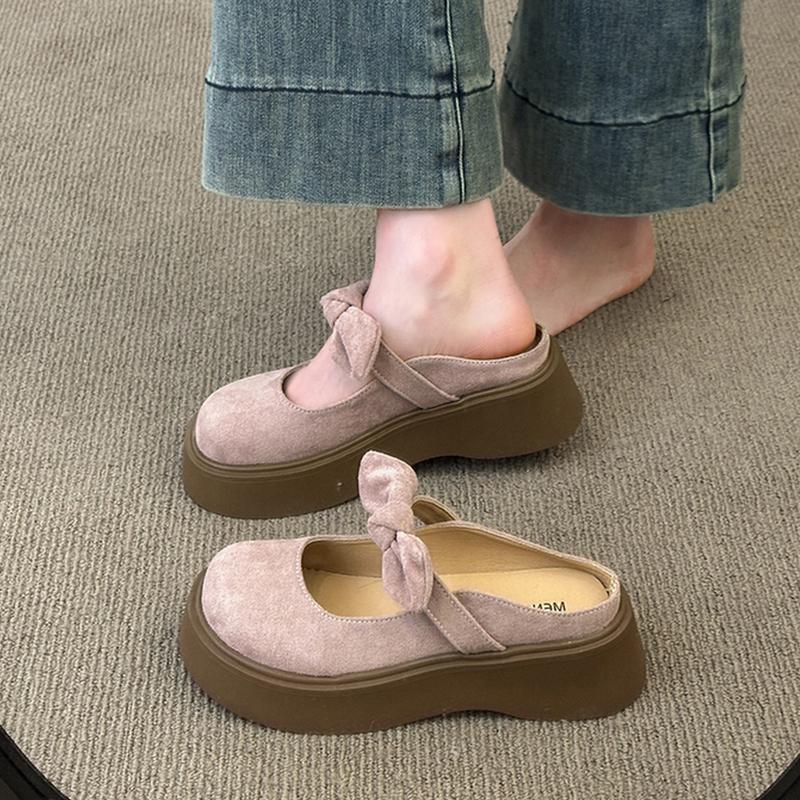 Fashion House Slippers Platform Butterfly-Knot Shoes Slides Fashion Cover Toe Slipers Women Luxury 2025 Butterfly-knot Female Shoes Slip