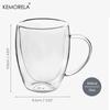2/4/6 Stück 350 ml Doppelwandiges Glas Kaffeetasse mit Henkel Transparentes Glas Cappuccino-Tasse Kaffee Milch Tee Saft Teetasse Sake-Tassen