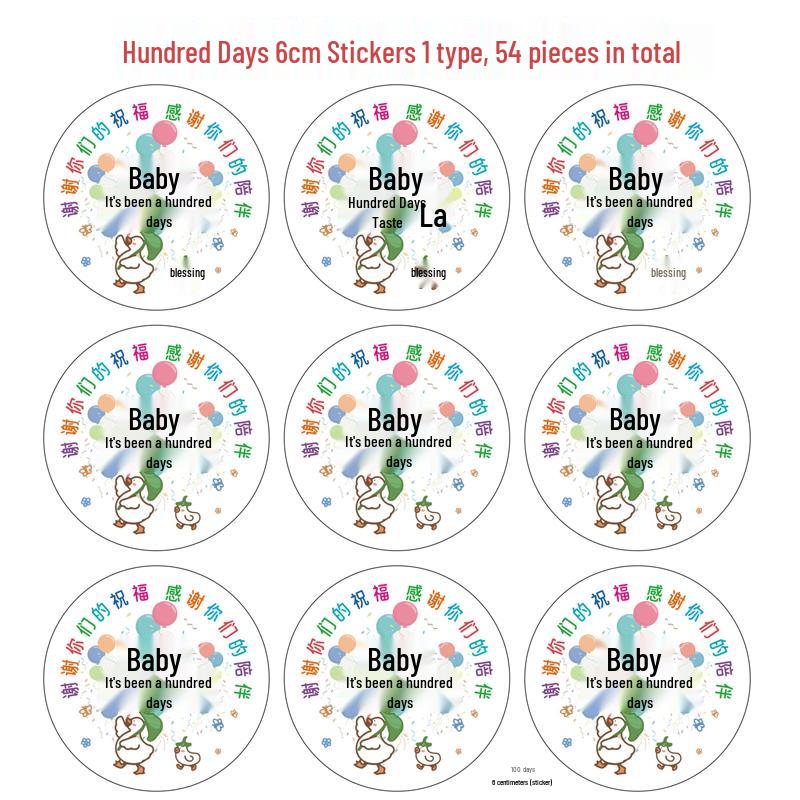 Baby's Double Full Month Happy Sticker for Birthday Party Favors, Gift Bags, and Kindergarten Teachers